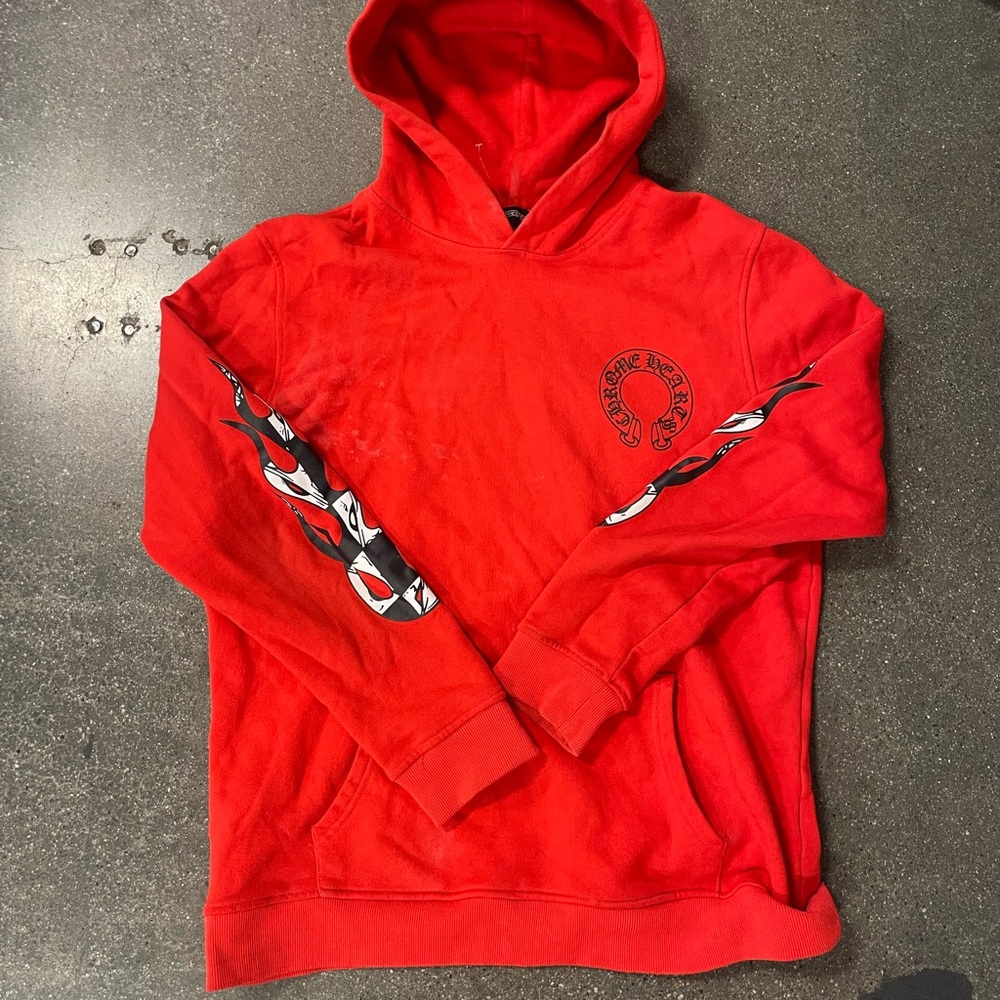 Chrome Hearts Red Hoodie with Black and White Accents